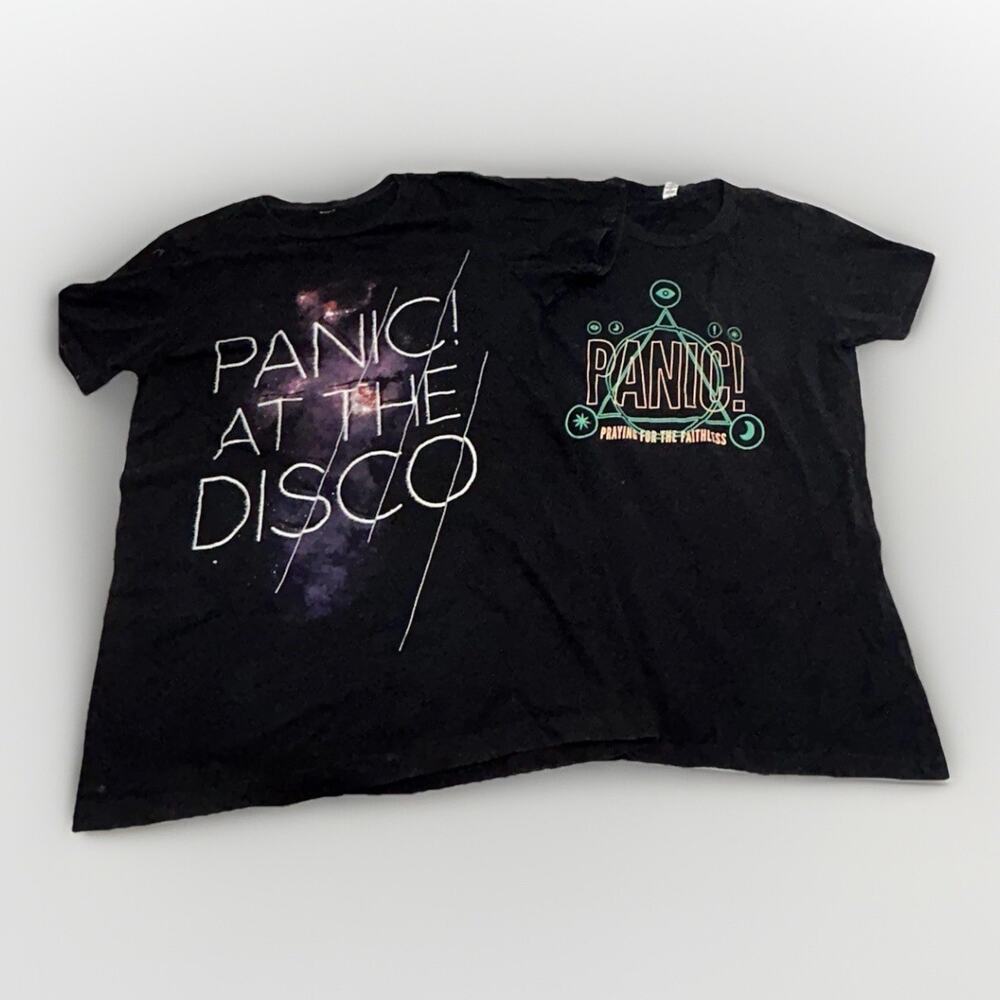 Lot Of 2 Panic At The Disco Band Graphic T Shirts Short Sleeve Tee Women Sm E1
